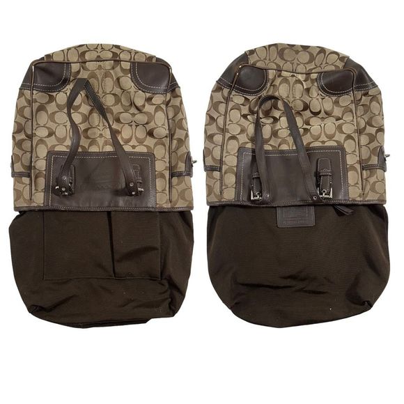 COACH Signature C Jacquard Canvas Leather Tote Bag - Picture 9 of 11